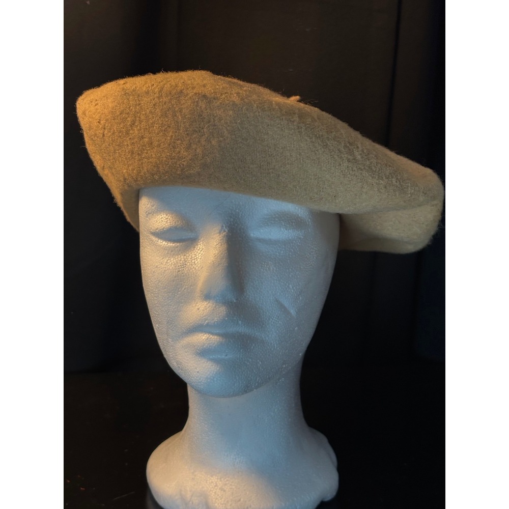 Vintage Tan Wool Blend Beret Hat Camel French Style RN 87429